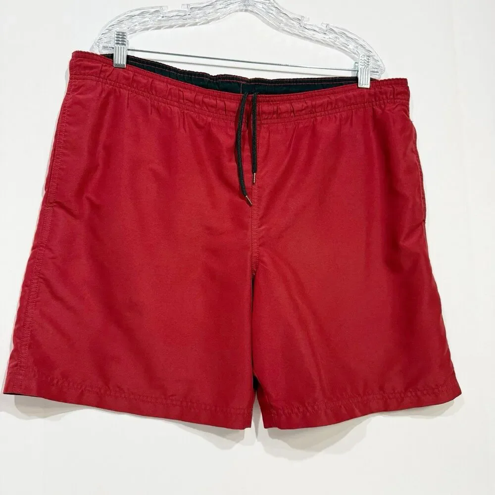 Croft & Barrow Swim Trunks Men's Size Medium Red Shorts Mesh Lined Drawstring
